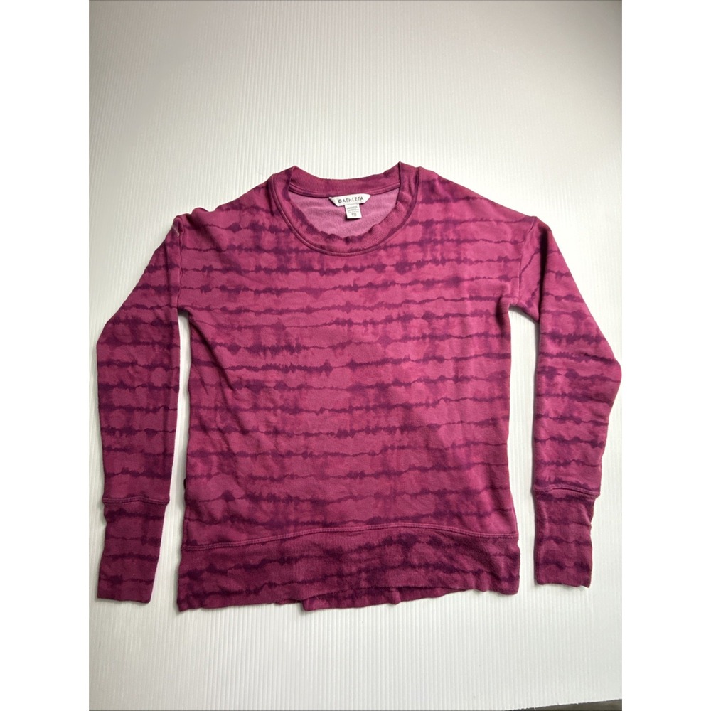 Athleta Coaster Luxe Tie Dye Shibori Striped Pink Sweatshirt size XXS
